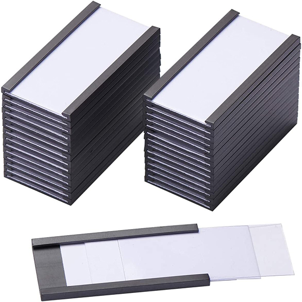 1x2 Polegada suportes de etiqueta magnética com ímãs suportes de cartão de dados magnéticos com protetores de plástico transparente para quadro branco de prateleira de metal
